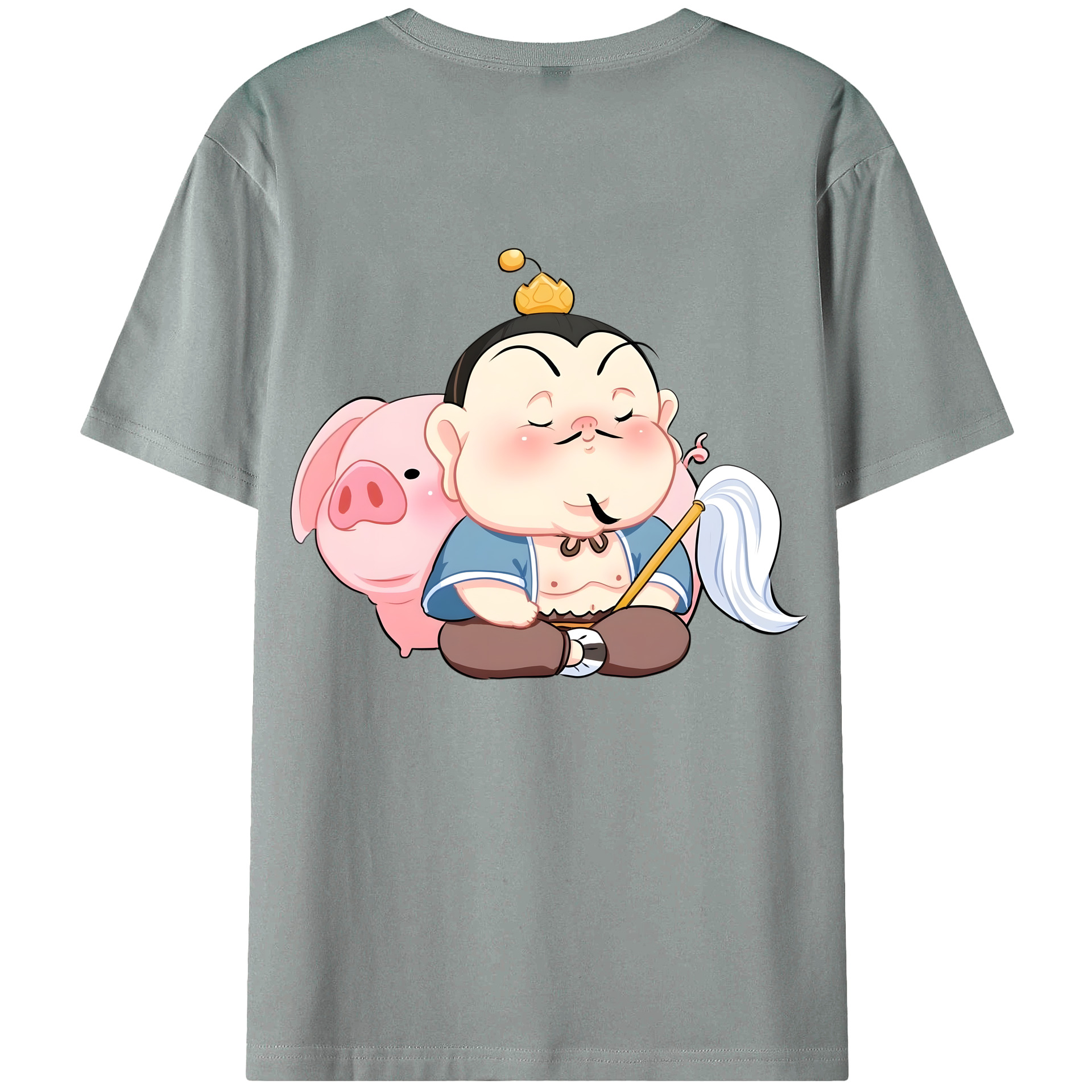 （画像用） Ne Zha 2 ナタ 魔童の大暴れ 綿100％ メンズ半袖Tシャツ（バックプリント） 通気性